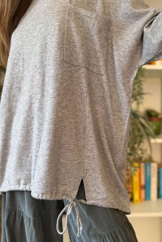 Sander Pull Tie Fine Knit Grey Marl